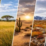 Forest, grassland, desert, tundra, and mangrove vegetation types