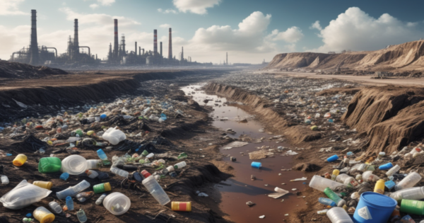 Waste scattered on land, illustrating the harmful effects of land pollution