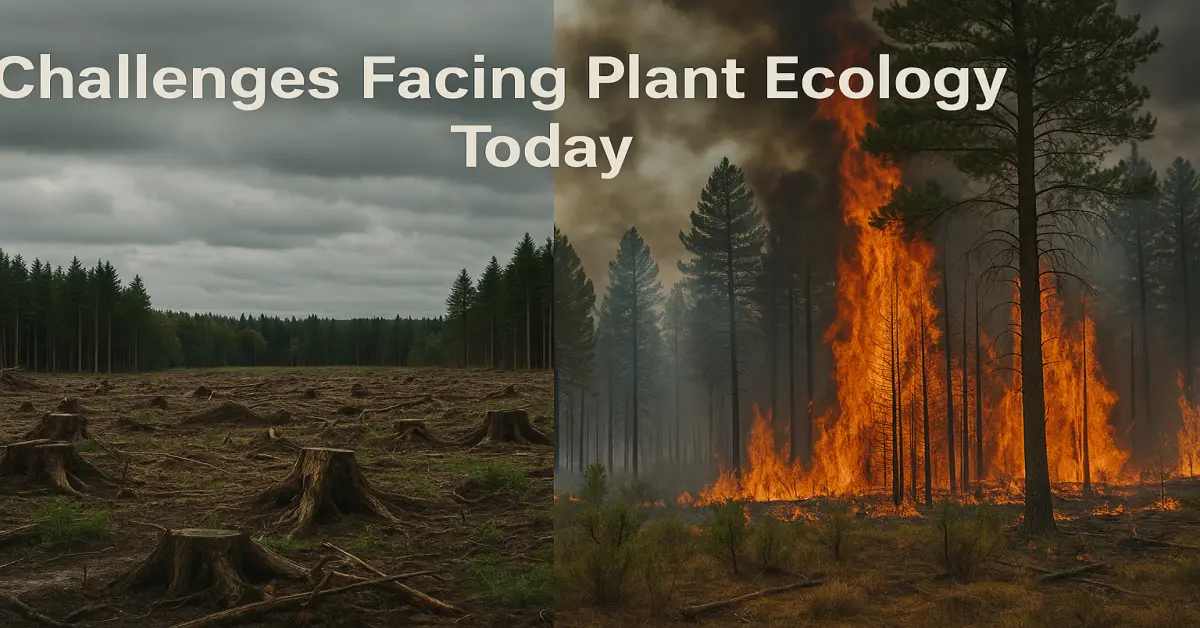 Contrast between healthy vegetation and damaged land due to pollution, deforestation, and climate change