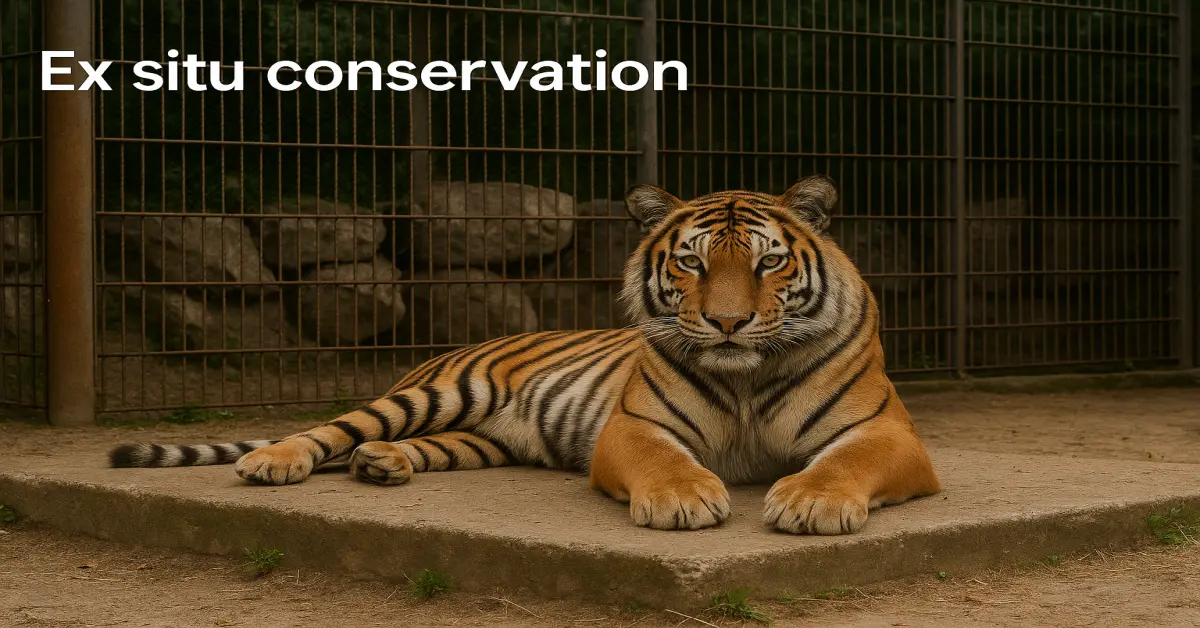 Endangered species resting in a protected enclosure highlighting ex situ conservation efforts