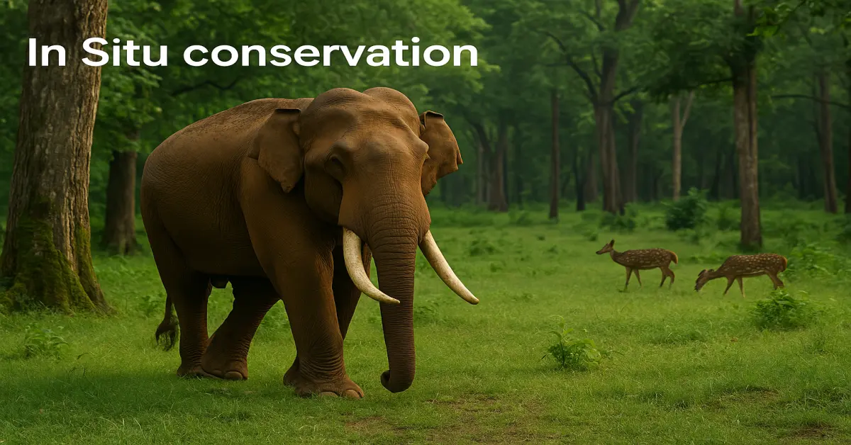 Wild animal in its natural forest habitat representing in situ biodiversity conservation