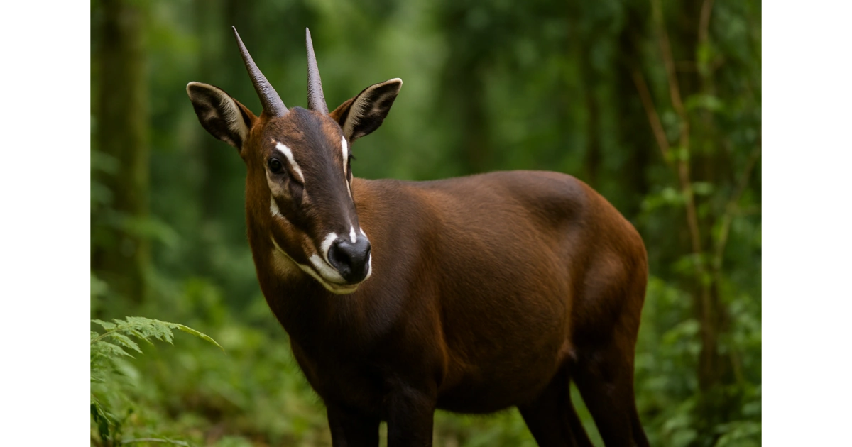 Rare animal species in decline habitat featuring the Saola in endangered mountain zones with noteworthy conservation benefits.